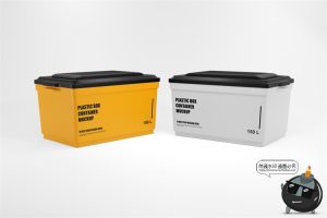 塑料哑光收纳箱子搬家箱模型品牌logo标识贴图样机PSD模板PS素材-设计猿