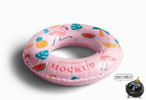 充气儿童游泳圈浮力救生圈印花图案贴图展示效果样机PSD模板素材-设计猿