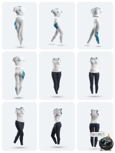 女式瑜伽服运动背心运动款健身服紧身衣图案贴图样机PSD模板素材-设计猿