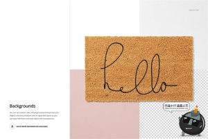 入户门浴室脚垫地毯毛绒门口地垫印花图案贴图样机PSD模板PS素材-设计猿