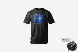 黑色圆领短袖休闲体恤衫模型上衣品牌logo标识贴图服饰样机PS素材-设计猿