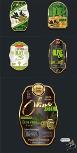 瓶贴标签包装装饰贴图贴纸标签设计金色橄榄油植物油AI矢量素材-设计猿