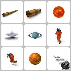 太空元素行星陨石宇航员航天飞机卫星飞碟PSD模板装饰元素PS素材-设计猿