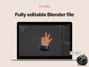 3D卡通手指势控制操作指令动作手语blend图标png免抠图片obj素材-设计猿