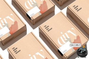 牛皮纸快递打包飞机盒纸盒产品包装样机展示效果图PSD模板PS素材-设计猿