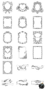 手绘复古欧式古典木刻风装饰边框花纹飘带框架图案AI矢量元素素材-设计猿