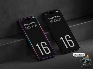 工业风 iPhone 16 Pro手机广告App界面贴图展示样机PSD模板PS素材-设计猿