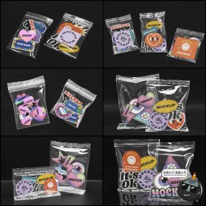 贴纸标签透明塑料包装图形徽标图案展示样机智能贴图PSD模板素材-设计猿