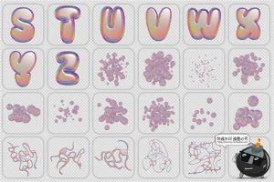 迷幻蒸汽波波普艺术抽象3D几何手绘插画海报设计元素PNG免抠素材-设计猿