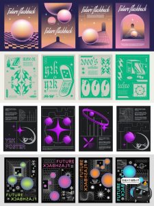 潮流Y2K艺术抽象科技机能赛博朋克科幻未来海报模板AI矢量图素材-设计猿