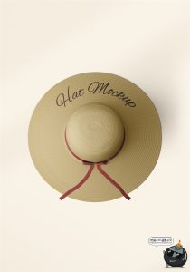 文艺草帽太阳帽子女款时尚模型图案印花贴图展示样机PSD模板素材-设计猿