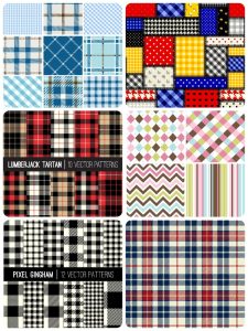 简约条纹格子衣服布艺面料布料纹理格子平铺背景AI矢量图案素材-设计猿