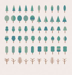 小清新景观矢量树木植物图标插画建筑设计轴测图配景AI矢量素材-设计猿