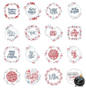 手绘冬季圣诞节祝福字母花环边框组合插画图案矢量图PNG美工素材-设计猿