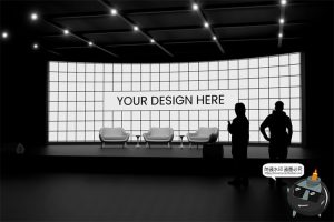 电子产品新品发布会峰会论坛背景板LED曲面大屏幕演示样机PSD素材-设计猿