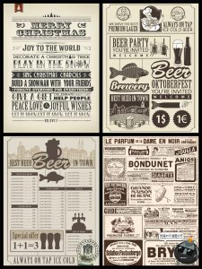 复古欧美上世纪老旧泛黄旧报纸传单装饰图案背景底纹AI矢量素材图-设计猿