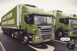 卡车拖车重卡汽车车体车身户外广告海报智能贴图样机PSD模板素材-设计猿