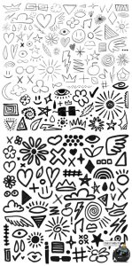 潮流马克笔手绘涂鸦符号图案艺术拼贴剪贴画PNG免扣图片PSD素材-设计猿