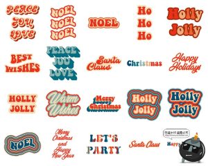 复古配色Y2K卡通圣诞节主题贺卡海报无缝图案AI矢量美工素材合集-设计猿