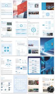 37页蓝色科技企业公司品牌产品宣传画册手册内页排版AI模板素材-设计猿