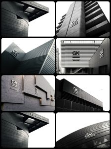 现代企业大高楼建筑外墙3D效果展示LOGO标志招牌贴图样机PSD模板-设计猿
