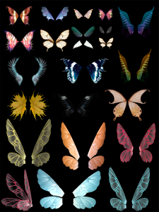 梦幻翅膀蝴蝶恶魔透明天使翅膀PS笔刷触PSD模板影楼后期合成素材-设计猿