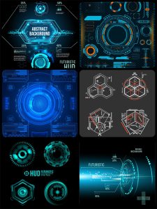 未来高科技科幻技术赛博朋克机械HUD操作系统界面AI矢量背景素材-设计猿