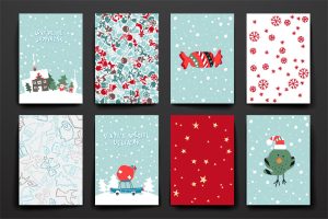 圣诞节冬季元素雪花图案背景礼物卡片封面图包装设计AI矢量图素材-设计猿