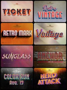 怀旧复古老年字抽象3D质感特效字一键生成PSD模板ASL样式PS素材-设计猿