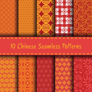 中国节日大红色喜庆底纹图案中国风祥云中国结包装墙纸AI矢量素材-设计猿