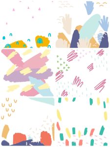 可爱水彩儿童创意涂鸦不规则形状背景图案插画PNG免抠PS设计素材-设计猿