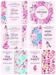 唯美粉嫩花卉花环婚礼请帖邀请函元素卡片海报背景AI矢量图片素材-设计猿