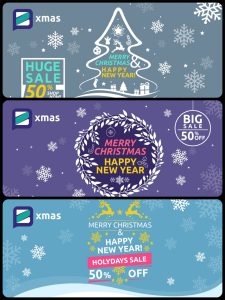 国外复古圣诞节冬季雪花时尚促销海报广告Banner设计素材PSD模板-设计猿