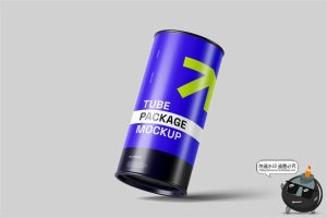 圆柱纸板管圆罐头圆筒状产品模型品牌包装贴图psd模板样机PS素材-设计猿