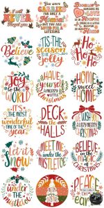 手绘圣诞节日祝福短语插画印花图案装饰高清PNG免抠图片图标素材-设计猿