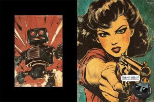 潮流复古怀旧手绘漫画半调做旧颗粒噪点插画滤镜样机特效PSD模板-设计猿