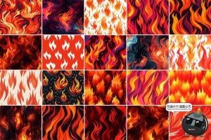 卡通漫画艺术燃烧火焰烈焰无缝拼接平铺图案背景底纹JPG图片素材-设计猿