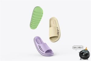 沙滩橡胶拖鞋凉鞋居家拖鞋品牌logo标识智能贴图样机PSD模板素材-设计猿