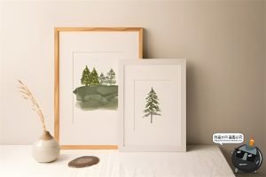 手绘绿色水彩松树森林绿植意境贴图剪贴画PNG免抠图插画元素素材-设计猿