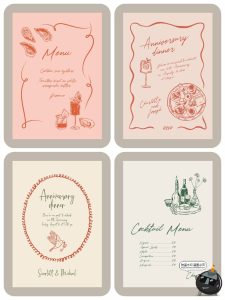 法式手绘线条涂鸦简约价表菜单酒单圣诞节海报贺卡边框AI矢量素材-设计猿