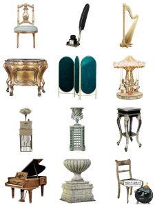 欧式法式古典家具摆件桌椅海报装饰元素手帐拼贴PNG免抠素材图片-设计猿