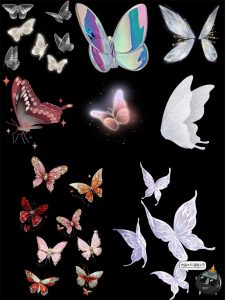 唯美梦幻蝴蝶透明翅膀白色发光海报后期合成修图PNG免抠美工素材-设计猿