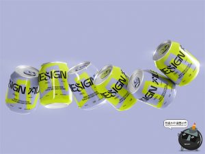 迷你听装饮料汽水苏打水果汁小罐易拉罐产品包装样机PSD模板素材-设计猿