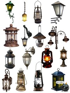 复古做旧欧式风格街灯路灯壁灯煤油灯手账装饰PNG免抠素材图片-设计猿