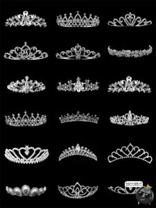 梦幻婚礼头饰钻石皇冠插画头像照片装饰PNG免抠透明背景素材图片-设计猿