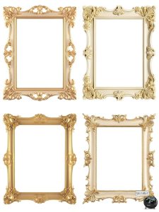 复古欧式巴洛克边框金色画框照片透明背景相框图片PNG免抠素材图-设计猿