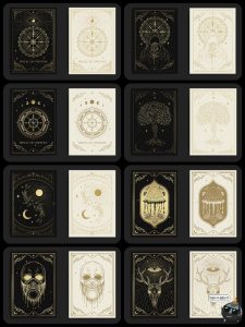 复古欧式卡牌线稿古典宇宙符号装饰插画卡片背景图案AI矢量素材图-设计猿