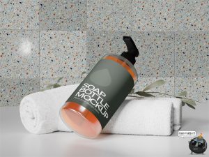 液体肥皂洗手液沐浴露按压瓶模型品牌logo标签包装贴图样机Ps素材-设计猿