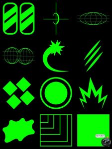 抽象艺术Y2K复古几何图形科技图案装饰元素PNG免抠AI矢量SVG素材-设计猿