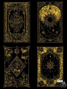 鎏金欧式魔法卡牌插画线稿牌面卡片日月星球图案图片PNG免抠素材-设计猿